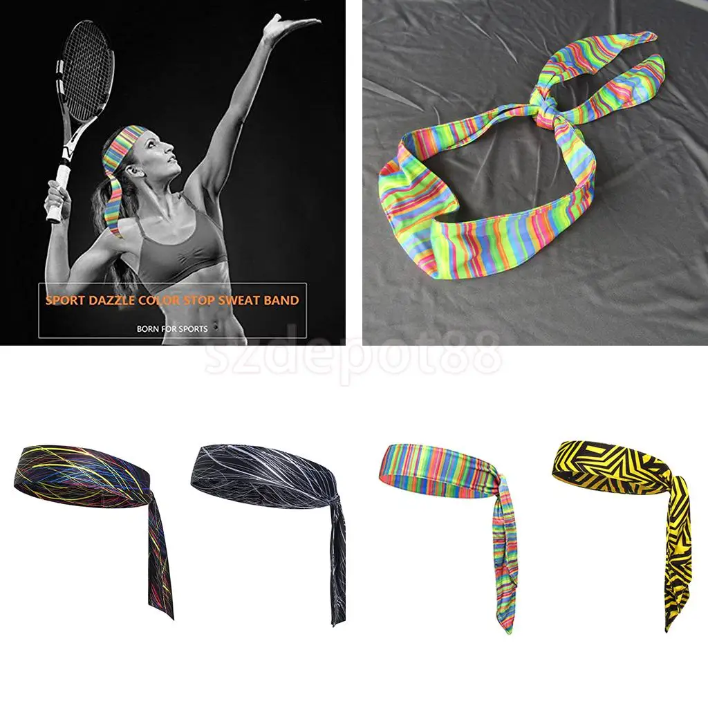 Sports Head Tie Sweatband Headband Turban Hair Band, Absorbs Sweat & Moisture Wicking For Running, Basketball, Tennis, Yoga