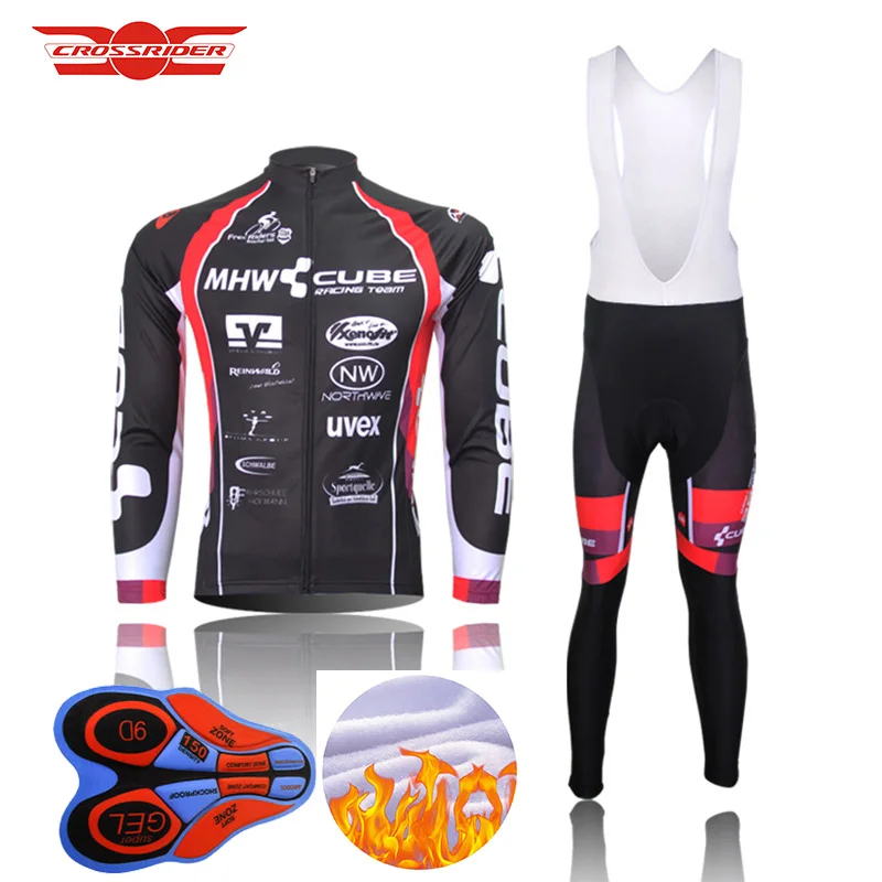 

cube PRO TEAM Cycling Jerseys 9D GEL Pants Set Ropa Ciclismo MTB Long Thermal Fleece Windproof Cycling Wear Bike Clothing Suit