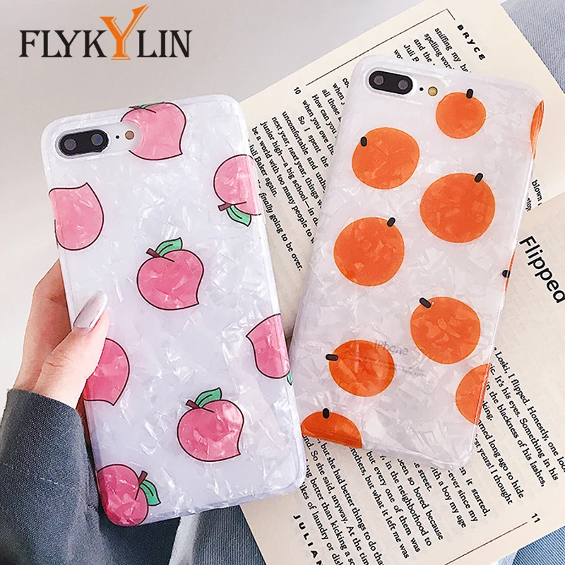 FLYKYLIN Peach Oranges Lemon Case For iphone 6 S X XS Max XR 6S 7 8 Plus Coque Cartoon Conch Shell Cover Soft IMD Silicone Capa |