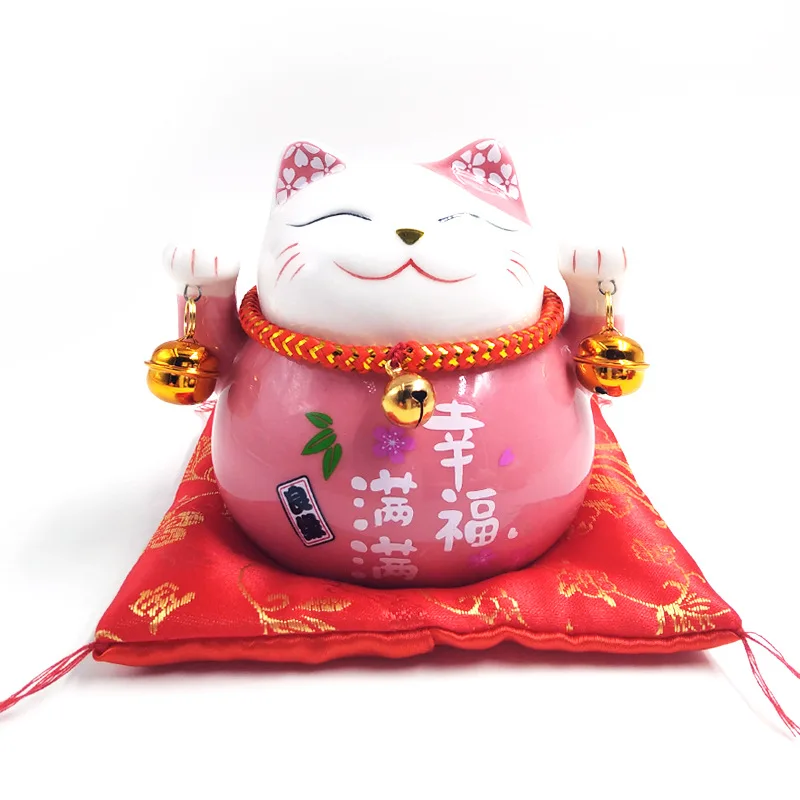 4,5 дюймов Maneki Neko фарфор Lucky Cat домашний декор украшения Фортуна кошка копилка фэншуй ремесло 6 цветов - Цвет: Pink