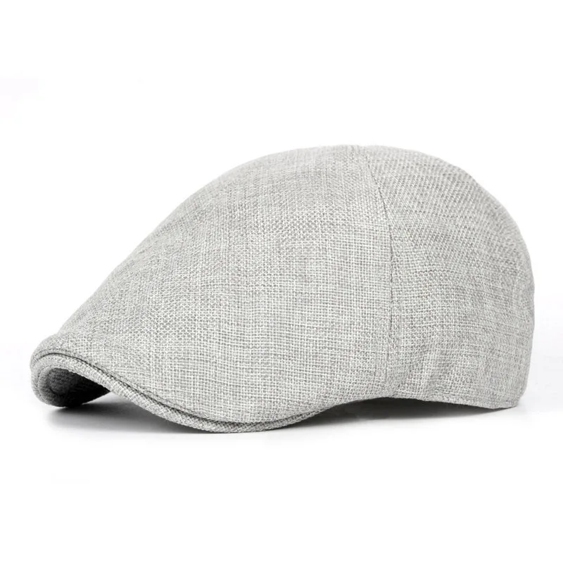 Фибоначчи, брендовая плоская кепка для мужчин и женщин, льняная плоская кепка, летний берет, британская теплая винтажная французская Кепка s и Boina - Цвет: light grey