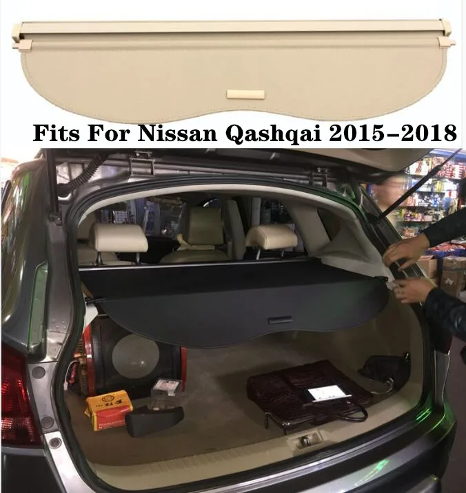 

High Qualit Car Rear Trunk Cargo Cover Security Shield Screen shade Fits For Nissan Qashqai 2015-2018(Black,Beige) BY EMS