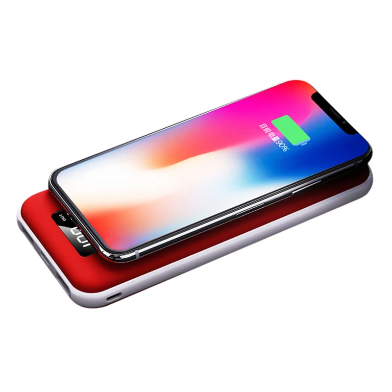 10000mAh Qi Wireless Charger Power Bank with LED Digital Display Dual USB External Battery Powerbank for iphone X Samsung Xiaomi