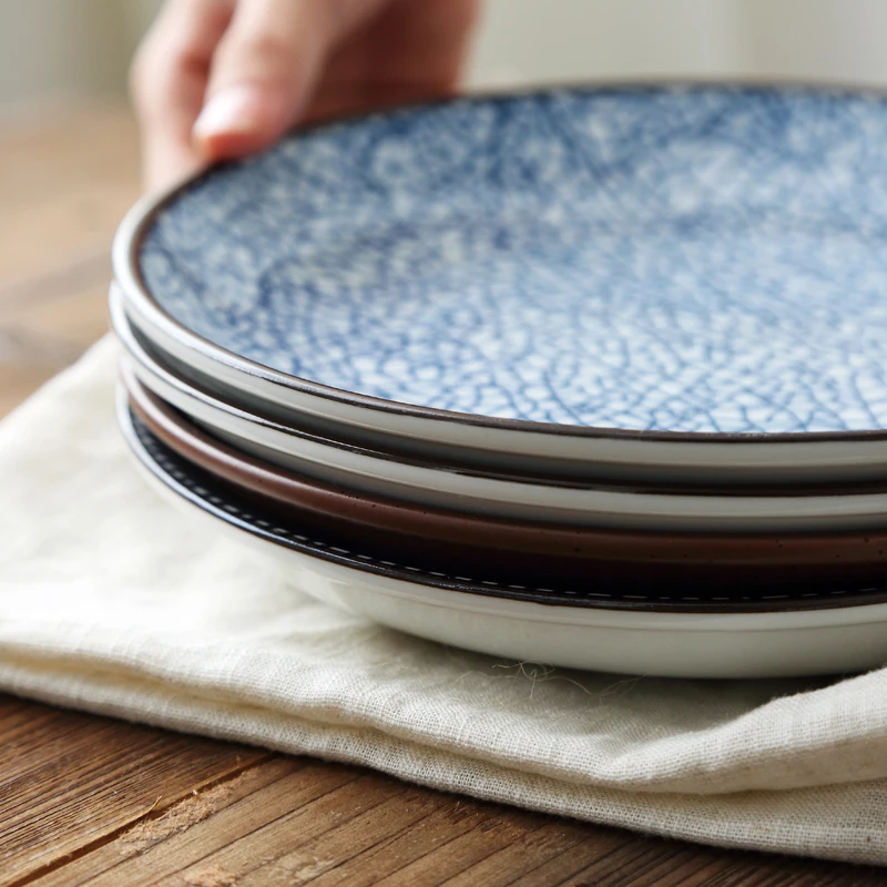 8 inch Japanese Ceramic Dinner Plate Porcelain Dishes Sushi Plate Rice Noodle Kitchen Dinnerware Tableware Microwave Safe