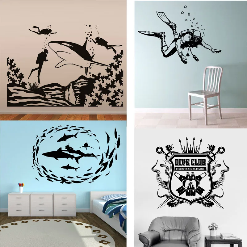 Wall Décor Home Décor Scuba Diving Posture Underwater Diving Poses ...