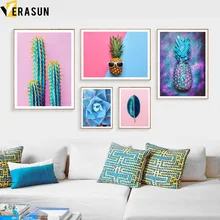 Pineapple Cactus Succulent Plants Flower Nordic Posters And Prints Wall Art Canvas Painting Wall Pictures For Living Room Decor nordic poster succulent plants posters and prints cactus cuadros wall art canvas painting wall pictures for living room unframed