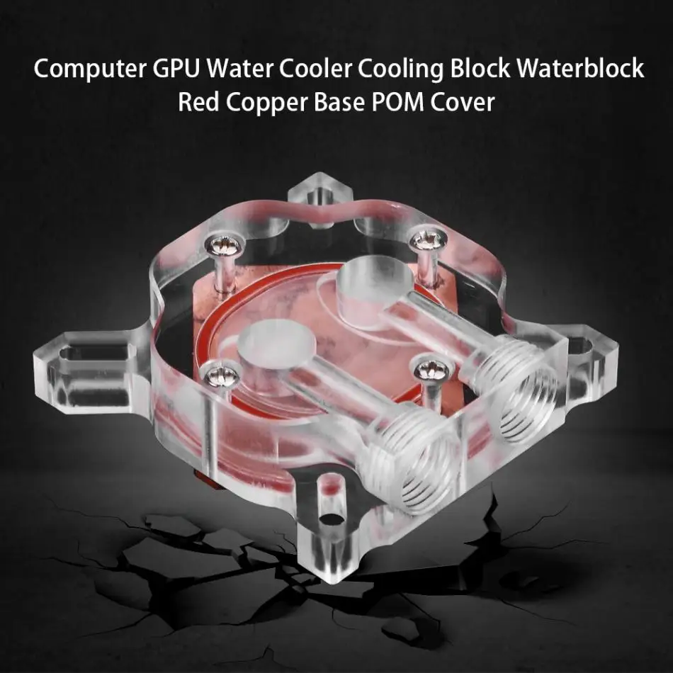 

Computer G1/4 GPU Water Cooler Cooling Block Waterblock Red Copper Base POM Cover
