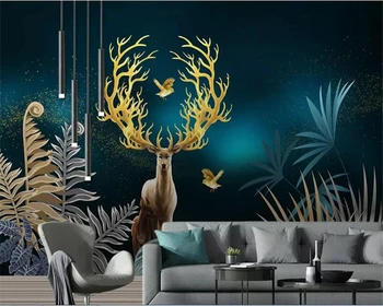 

beibehang Wallpaper European creative hand-painted cartoon elk photo wallpaper background decorative mural papel de parede 3d