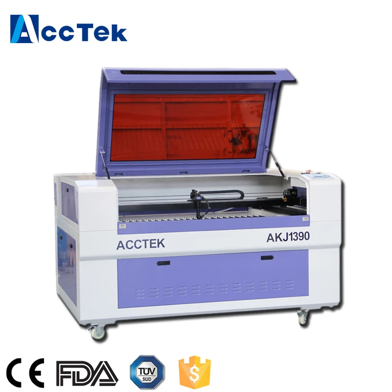 ACCTEK 3D гравировальный и режущий неметаллический CO2 лазерный станок AKJ1390 с 60 Вт (90 Вт 100 Вт 130 Вт 150 Вт опционально) лазерная трубка