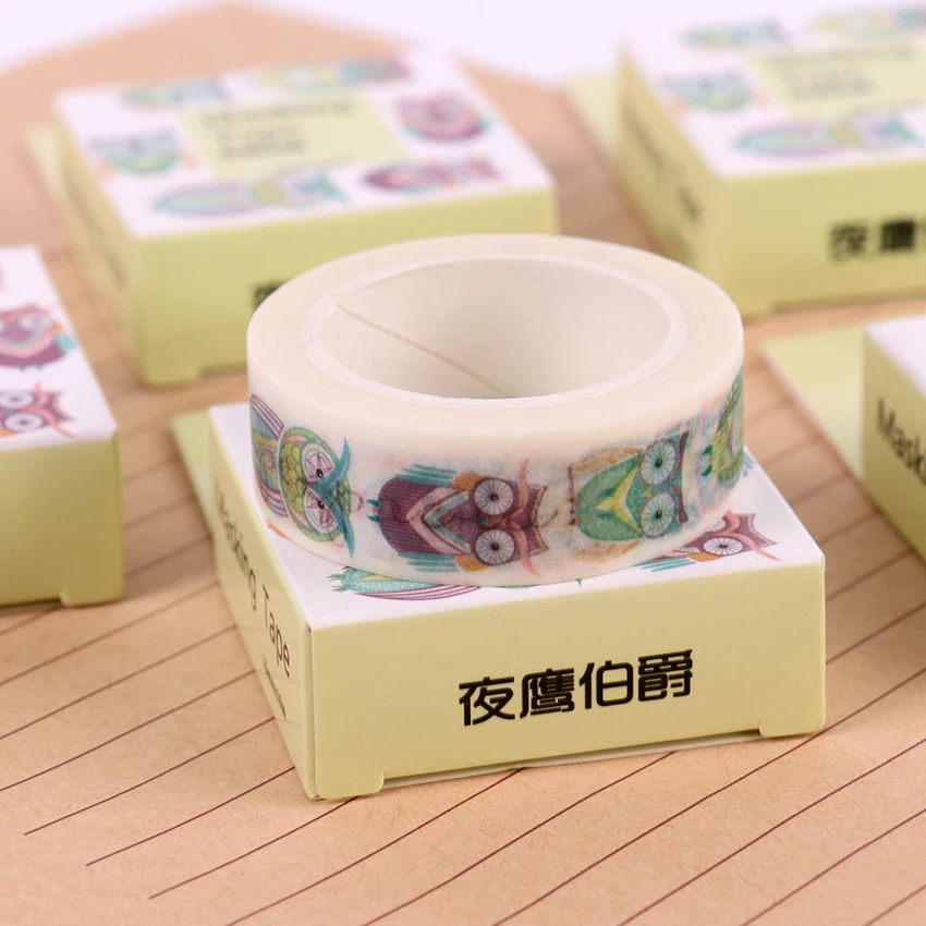

15mmX10m Cute Kawaii Owl Decorative Paper Washi Tape DIY Scrapbooking Masking Tape Sticker Label School Office Supply Stationery