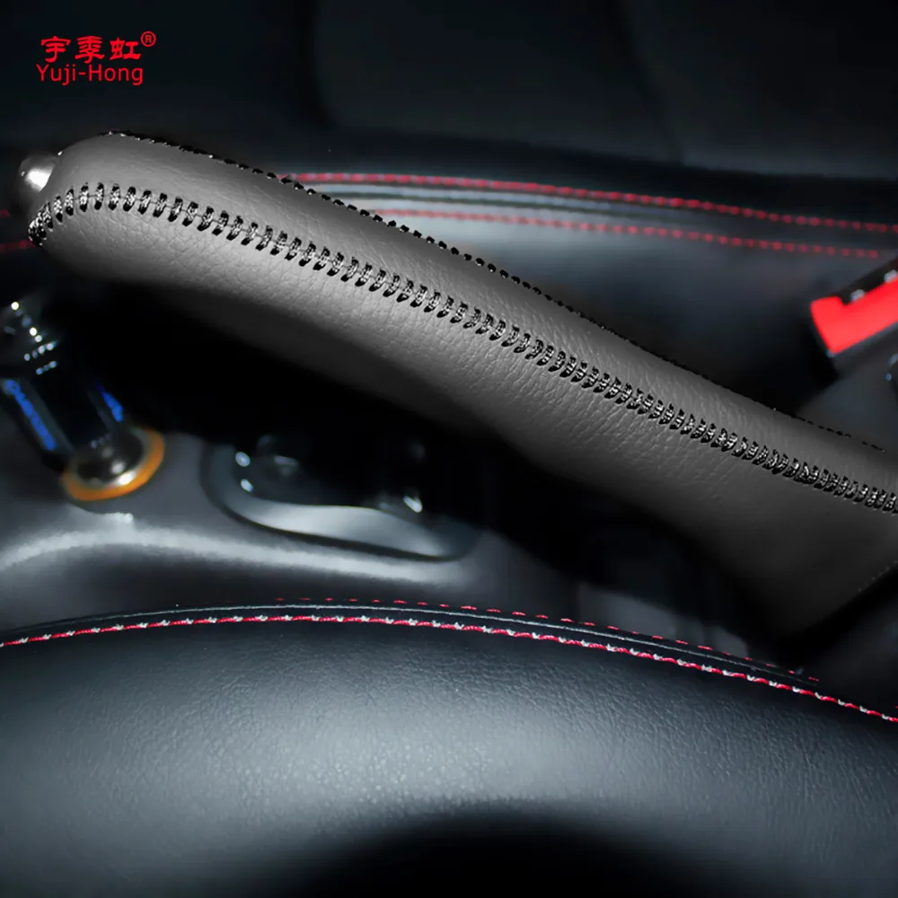 Yuji-Hong Car Handbrake Covers Case for Peugeot 206 207 Citroen C2 Genuine Leather Car-styling Auto Handbrake Grips Black