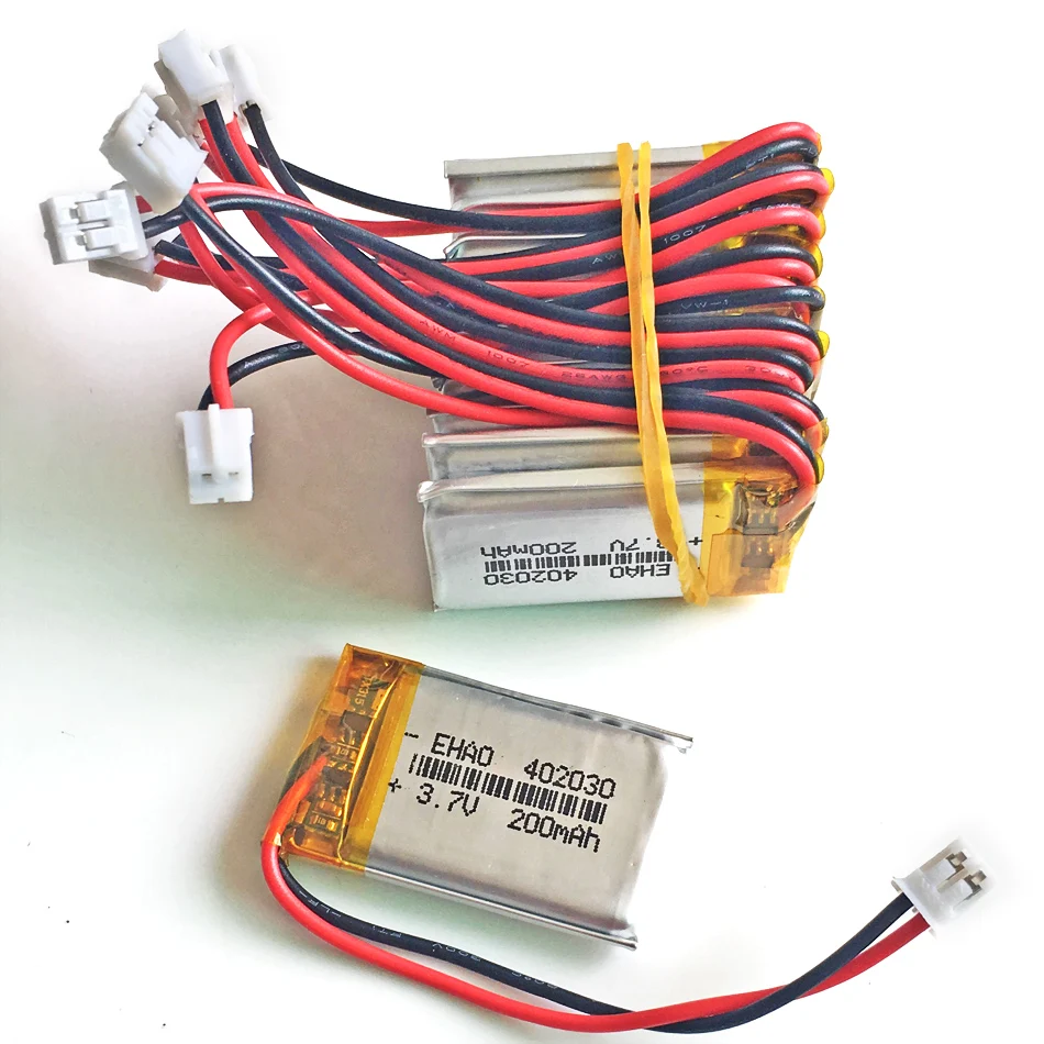 Лот 10 шт 402030 3 7 V 200mAh LiPo литиевая полимерная аккумуляторная батарея с JST PH 2 0 мм 2p
