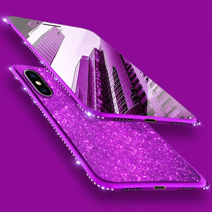 Алмазный Блеск Case для iPhone XS MAX XR 7 Plus X 6 S samsung примечание 9 8 S10 S10E S9 S8 A6 A8 A7 2018 крышка