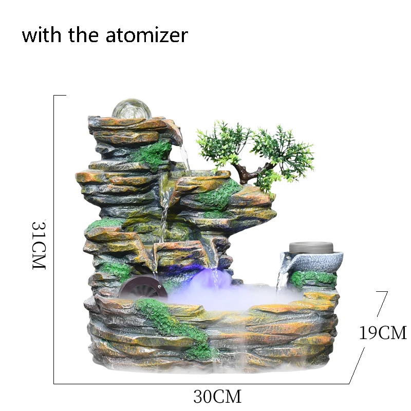 110 V-220 V ветряная мельница скала фонтан воды из натуральной смолы бонсай аквариум Настольный фэн-шуй водный пейзаж Декор ремесла украшение искусство - Цвет: B