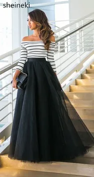 

2019 Long Skirts Black Color Cheap Price 100% Real Images Floor Length Tulle Petticoats Skirts Autumn Womens Pleated faldas