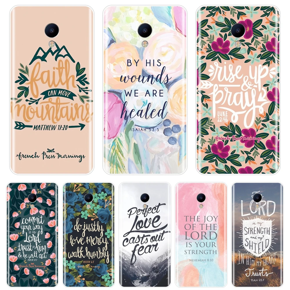 

TPU Soft Back Cover For Meizu M2 M3 M5 M6 Note Bible Verse Flower Phone Case Silicone For Meizu M2 M3 M3S M5 M5C M5S M6 M6S M6T