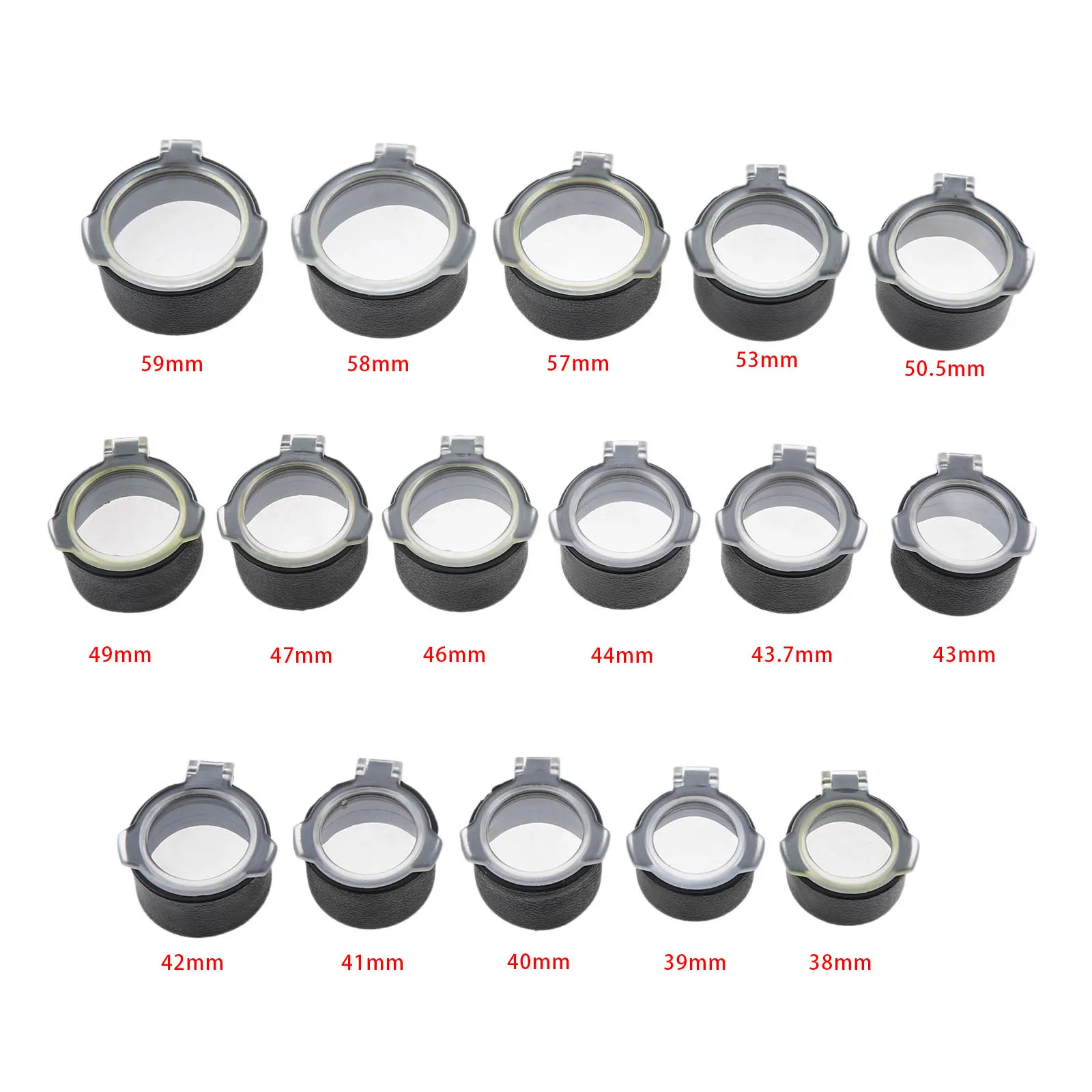 

38mm-59mm Quick Flip Spring Up Open Lens Cover Eye Protect Objective Cap Lid For Hunting Rifle Scope Airsoft Caliber 16 Sizes