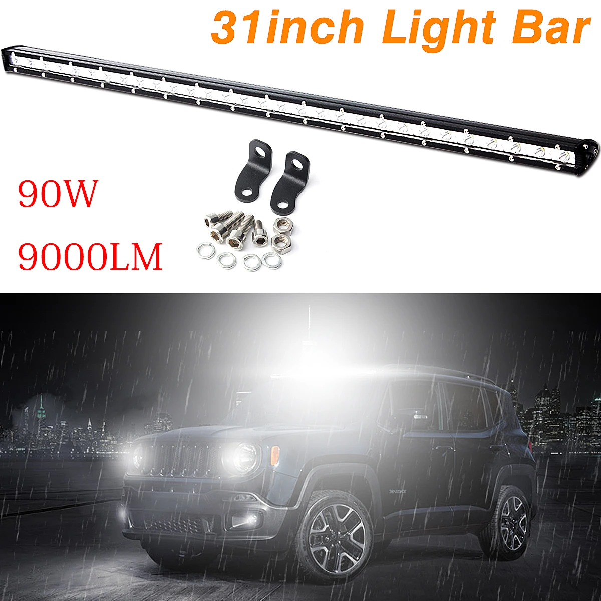 

1Pcs 31inch 90W LED Work Light Bar Spot Flood Combo Beam Lamp For SUV Off Road Truck Roof Light Dome Spot Lamp