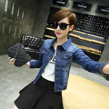 

Spring Autumn New Elastic Casaco Feminino Coat Fashion Elegant Denim Jacket For Women Temperament Office Lady Female Jacket