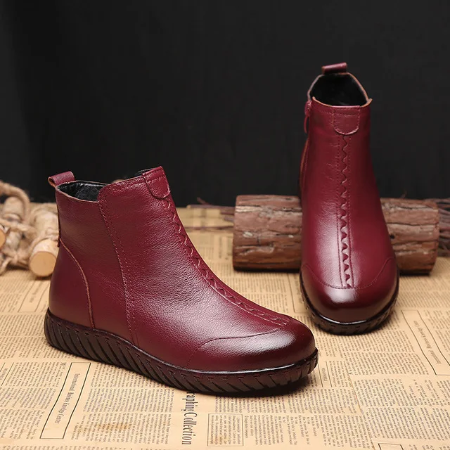 

2018 new hand-woven comfortable women's shoes suede leather casual boots autumn and winter warm high help women's cotton. shoes