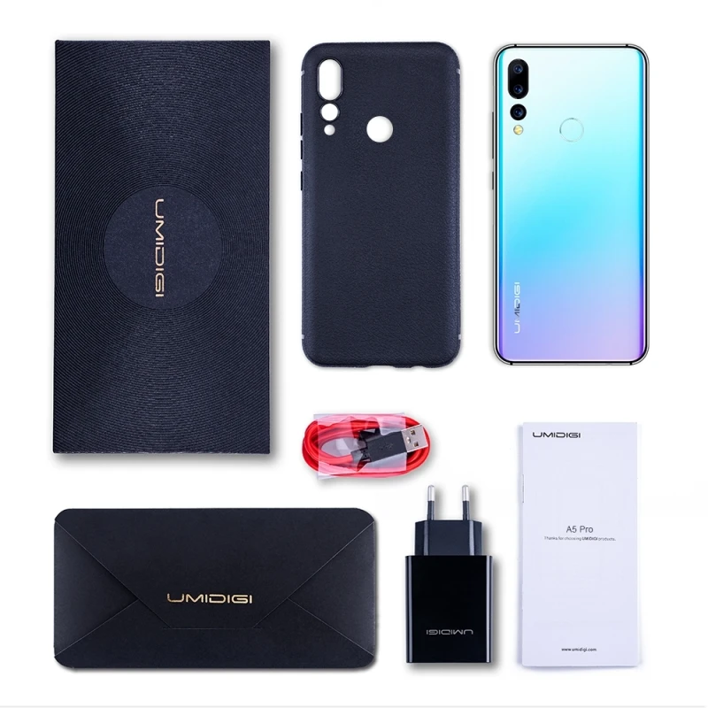 Глобальный двойной 4G UMIDIGI A5 Pro смартфон 6,3 ''полный экран 4 Гб+ 32 ГБ Android 9,0 мобильный телефон 16 МП Тройная задняя камера 4150 мАч