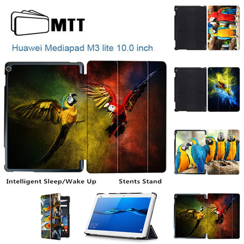 MTT Psittacidae PU Leather Case Smart Flip Cover For Huawei MediaPad M3 Lite 10 10.0 BAH-W09 BAH-AL00 BAH-L09 10.1 Tablet Case