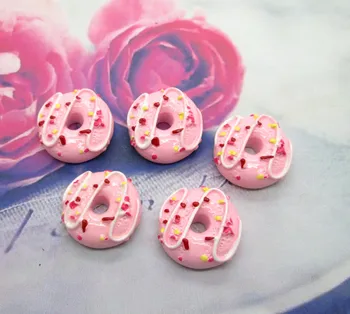 

20Pcs Resin Pink Doughnut Crafts Flatback Cabochon Scrapbooking Decorations Fit Hair Clips Embellishments Beads Diy