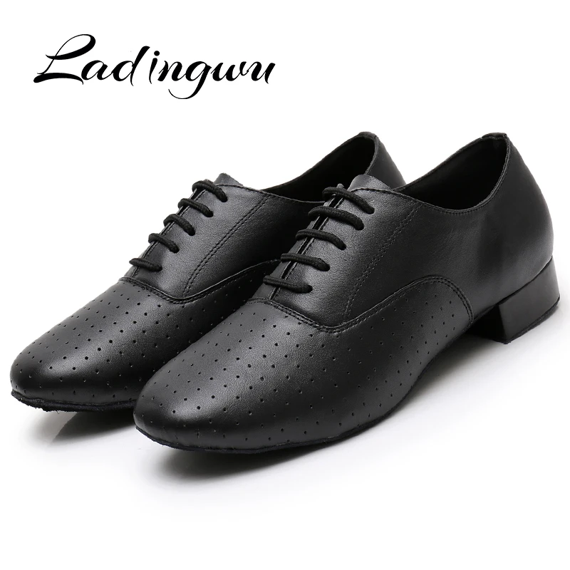 Ladingwu Genuine Leather Men's teaches shoes Modern dance shoes adult Men Ballroom dancing shoes sneakers for Men