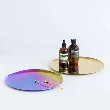 

Nordic Rose Gold Metal Storage Tray Luxurious Brass Gold Silver Oval Plate Iron Fruit Plate Jewelry Display Tray for Home Decor