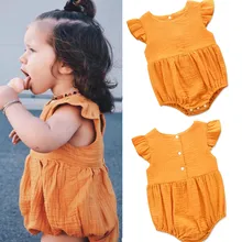 Комбинезон для новорожденных мальчиков и девочек, комбинезон, боди, хлопковый комбинезон с рукавами-клеш, цельная одежда, Униформа-комбинезон