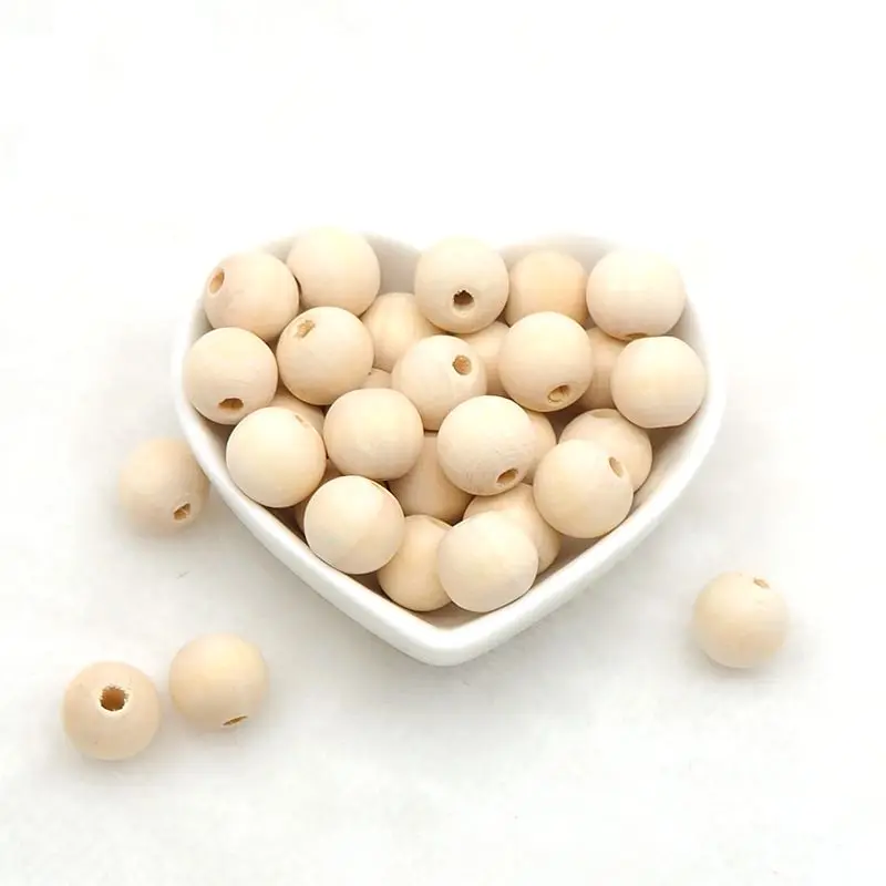 

Chenkai 100PCS 10mm Natural Color Eco-Friendly Teething Beads Unfinished Wooden Teether Beads For DIY Bady Teether Accessories