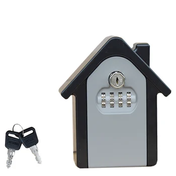 

Key Storage Lock Box Wall Mount Holder 4 Digit Combination Safe Outdoor Security with key