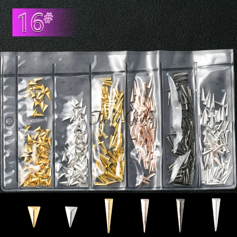 

Mixed style silver rose gold metal 3D nail art decorations charms arrowhead triangle glitter nails Accessories Supplies