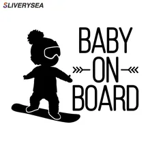 SLIVERYSEA черная Детская Наклейка на автомобиль, мальчик на сноуборде виниловые наклейки для автомобиля крутой Декор окна автомобиля Горячая