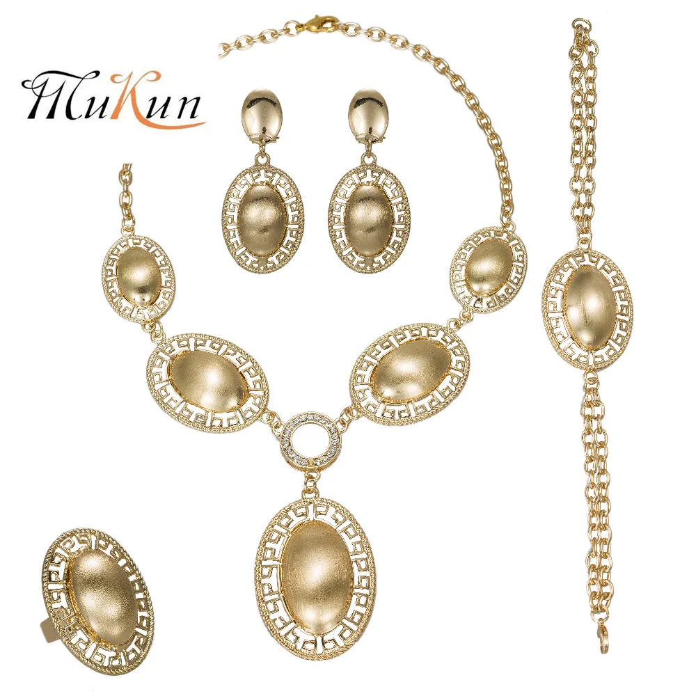 MUKUN Jewelry Sets For Women Gold color Bridal Fine Necklace Bracelet