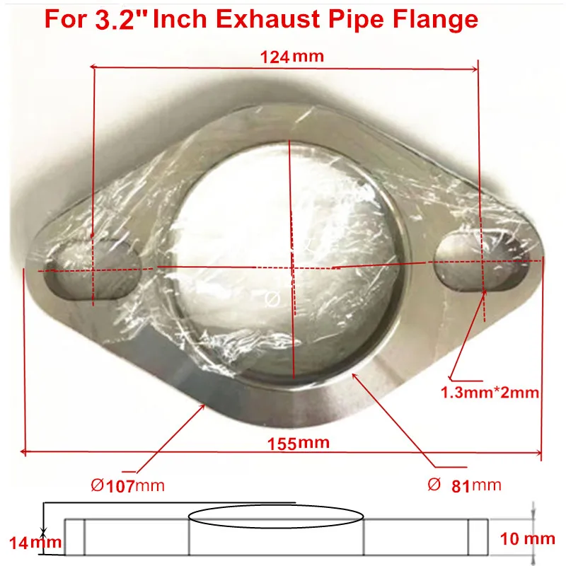 

3.2" Manifold Collector Flanges 124MM Two Bolt Spacing Flange Gasket For Ford F150 Americas Cat-back 3" Exhaust Pipe Catback 1Pc