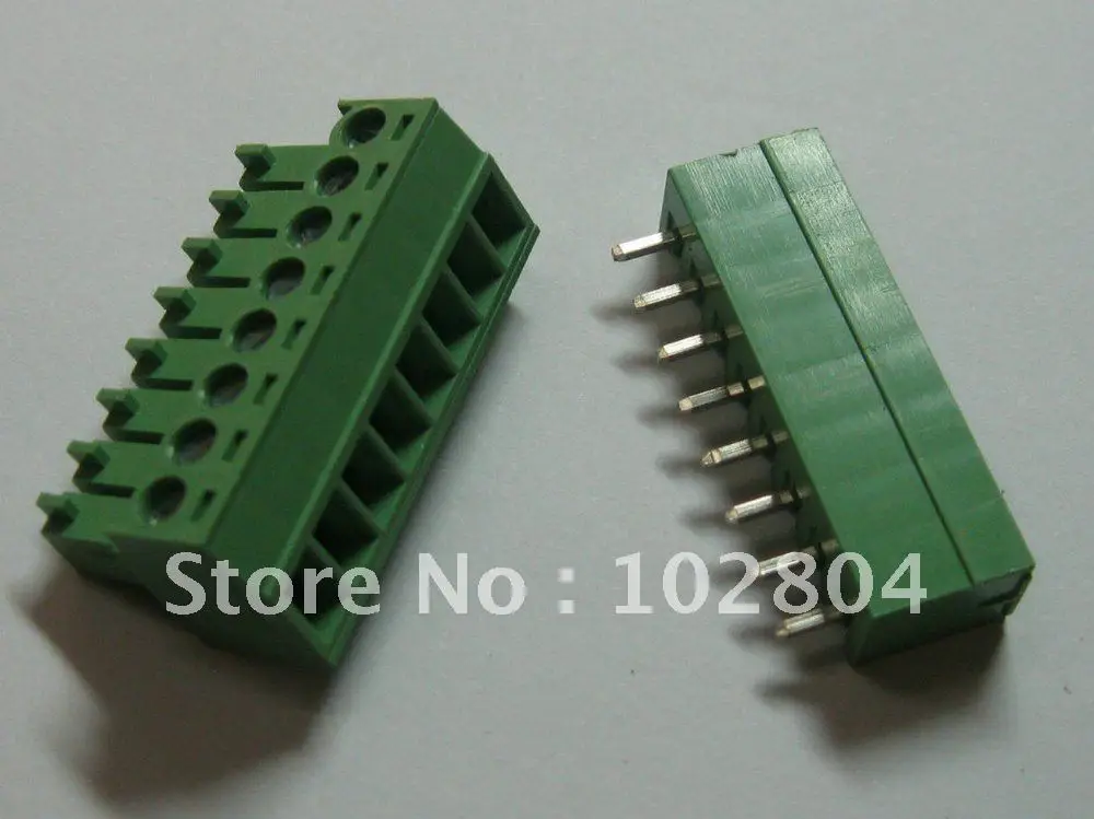 

10 pcs Screw Terminal Block Connector Pitch 3.5mm 8 pin/way Green Color Pluggable Type