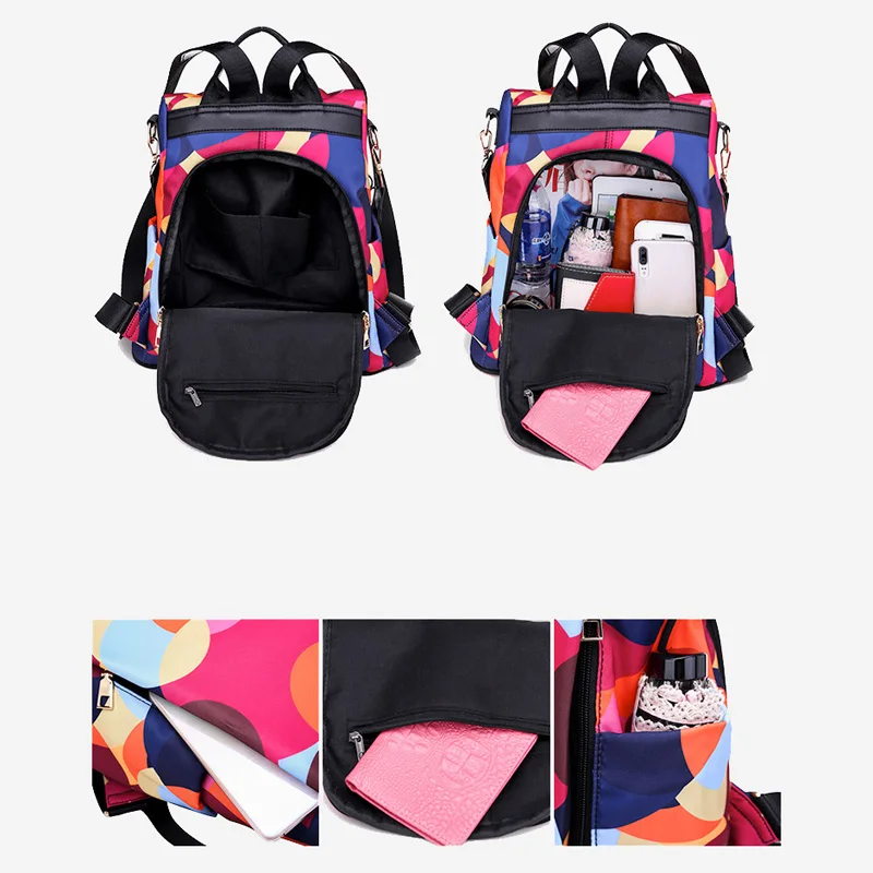 De moda multifunción mochila mujer Oxford mochila mujer Anti robo mochila bolso de escuela adolescente niñas saco un Dos mochila