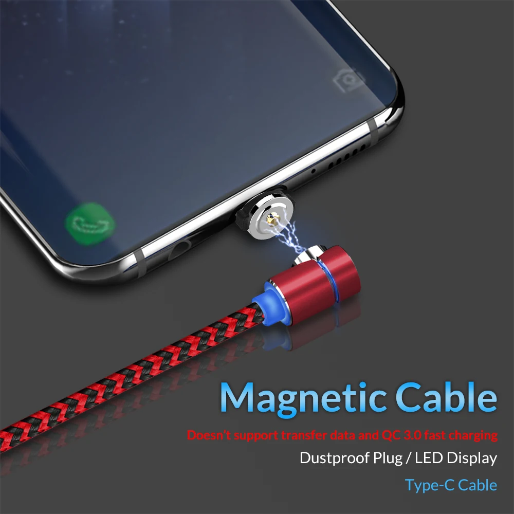TOPK RLine R L type светодиодный кабель usb C для samsung Galaxy S9 Plus Xiaomi Redmi Note 7 huawei P20 Магнитный