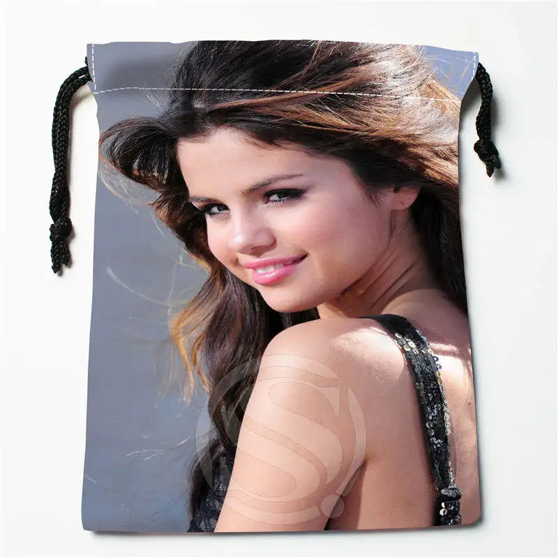 T w121 New selena gomez j Custom Printed receive Bag Compression Type drawstring bags size 18X22cm