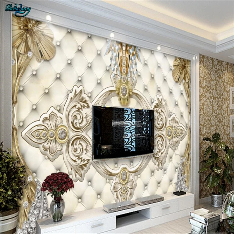 beibehang Large custom wallpaper beautiful European style gem soft bag TV backdrop home decoration | Обустройство дома