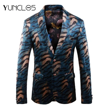 

YUNCLOS Leopard print Wedding Blazer for Men Slim Fit Men Wedding Party Suit Jackets Mens Floral Blazer Jackets blazer masculino