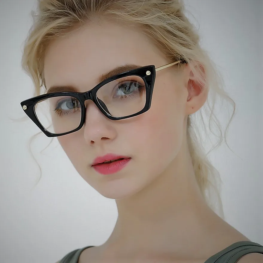 Cat Eye Square Glasses Frames Women Rivet Styles Designer Optical