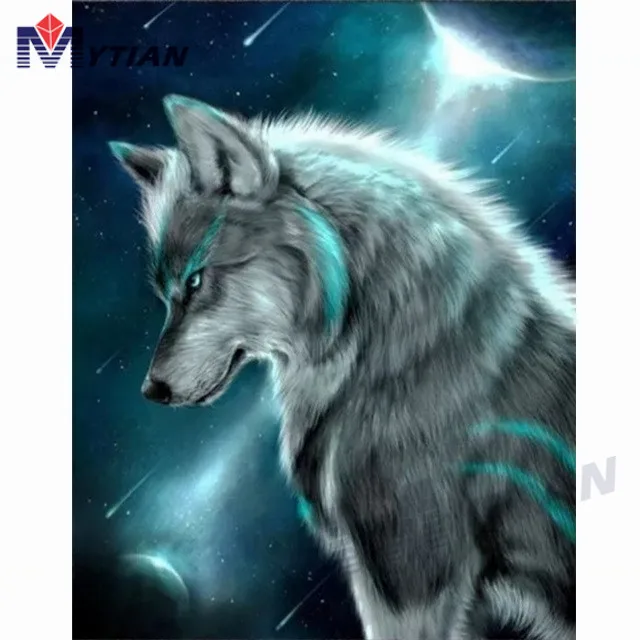 18102239 Small White Wolf,Forest Animals.5D DIY Diamond Painting Cross Stitch Full Drills Diamond Embroidery Needlework Home Decor Gift