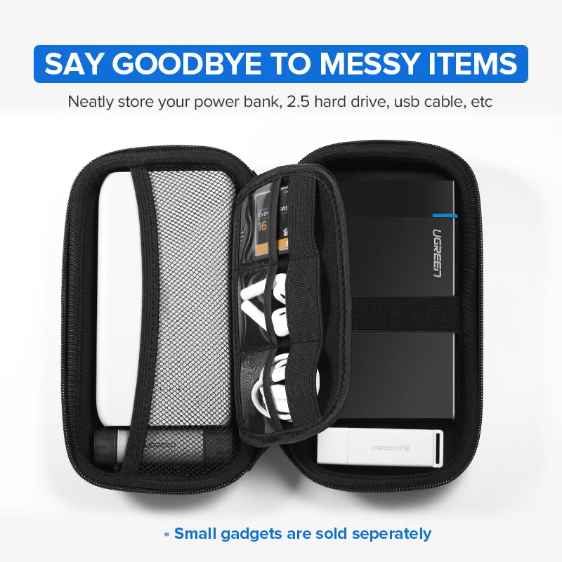 Ugreen External Storage 2.5/" Hard Drive Case HDD SSD for Seagate Power Bank Bag