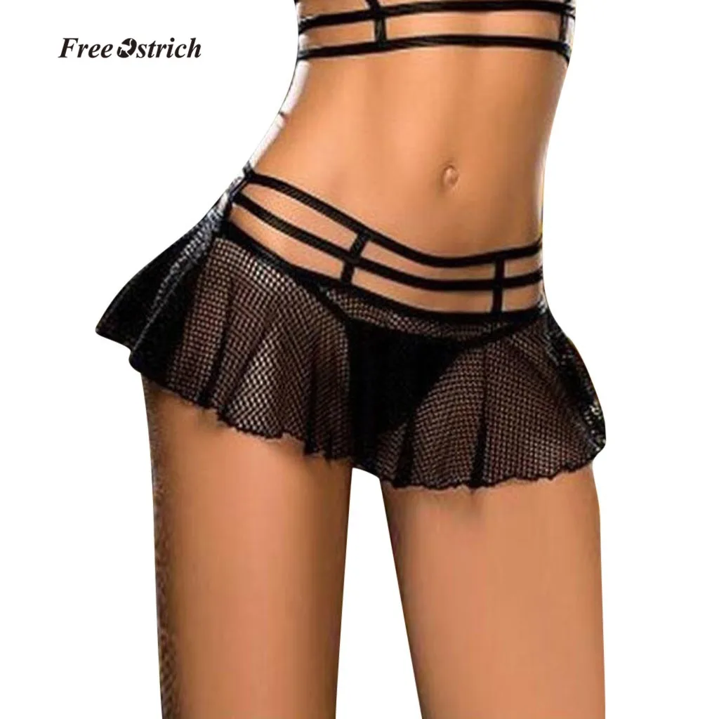 

Free Ostrich Clothes Underpanties Fashion Women Sexy Mesh Sleepwear Lingerie Mini Skirt With Thong Underwear pushup sexy pantise