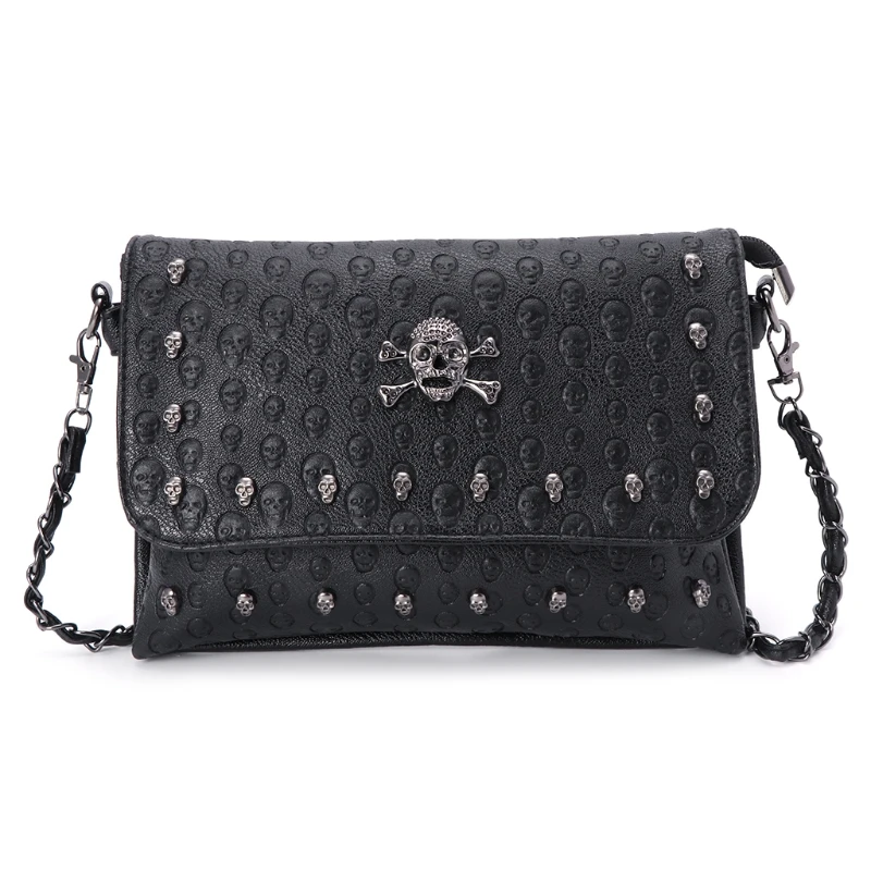 

1Pc Women Handbag Rivet Gothic Skull Bags Chain Messenger Crossbody Shoulder Bag Hot