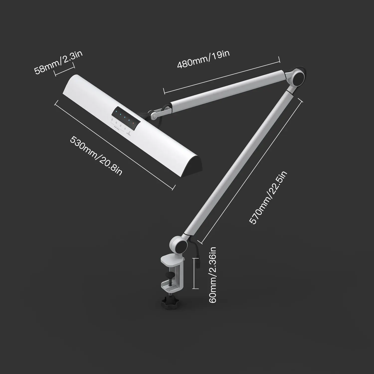 A509 светодиодный поворотный кронштейн архитектор настольная лампа, сенсорная настольная лампа для чтения Рабочая серебро 2 режима освещения, 4-уровневый с регулируемой яркостью