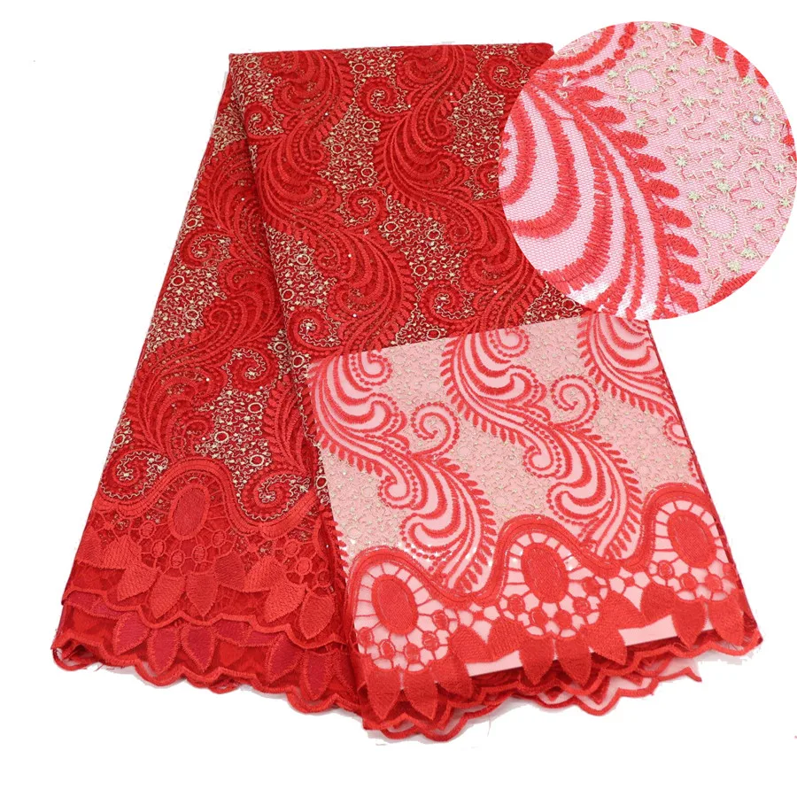

Gary Red Color French Nigerian Laces Fabric High Quality Tulle African Laces Fabric Wedding African French Tulle Lace 5 Yards