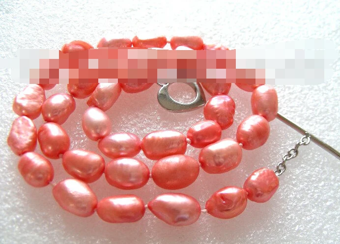 

0688 shine pink natural baroque pearls necklace